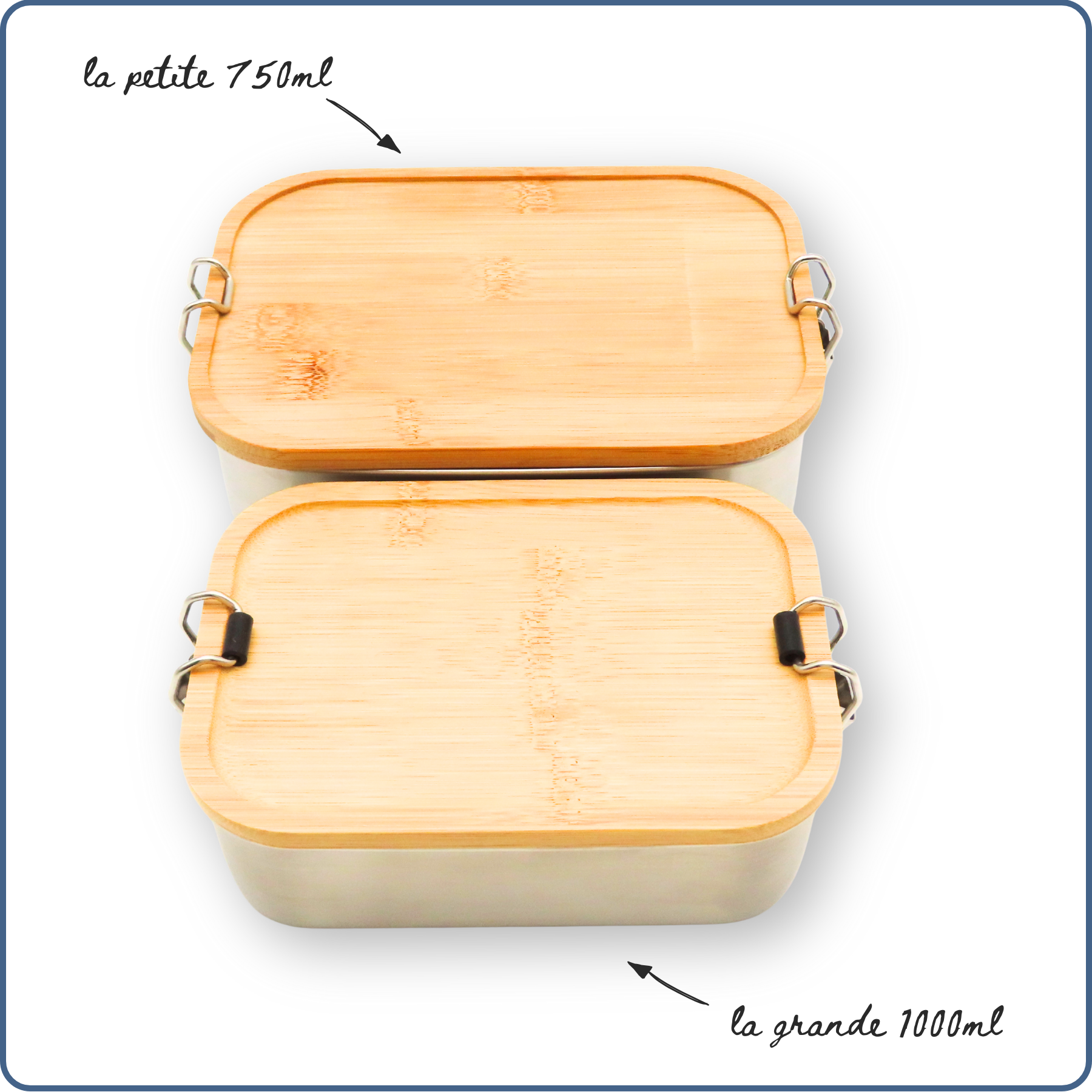 Boîte repas en inox et bambou – lunch box durable. 2 tailles