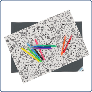 Set de coloriage lavable pour enfant, modèle 2, réutilisable et double face, en coton certifié – Terre de Baïnes