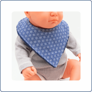 bavoir bandana bébé, absorbant, motifs géométriques vert foncés, fabriqué en France