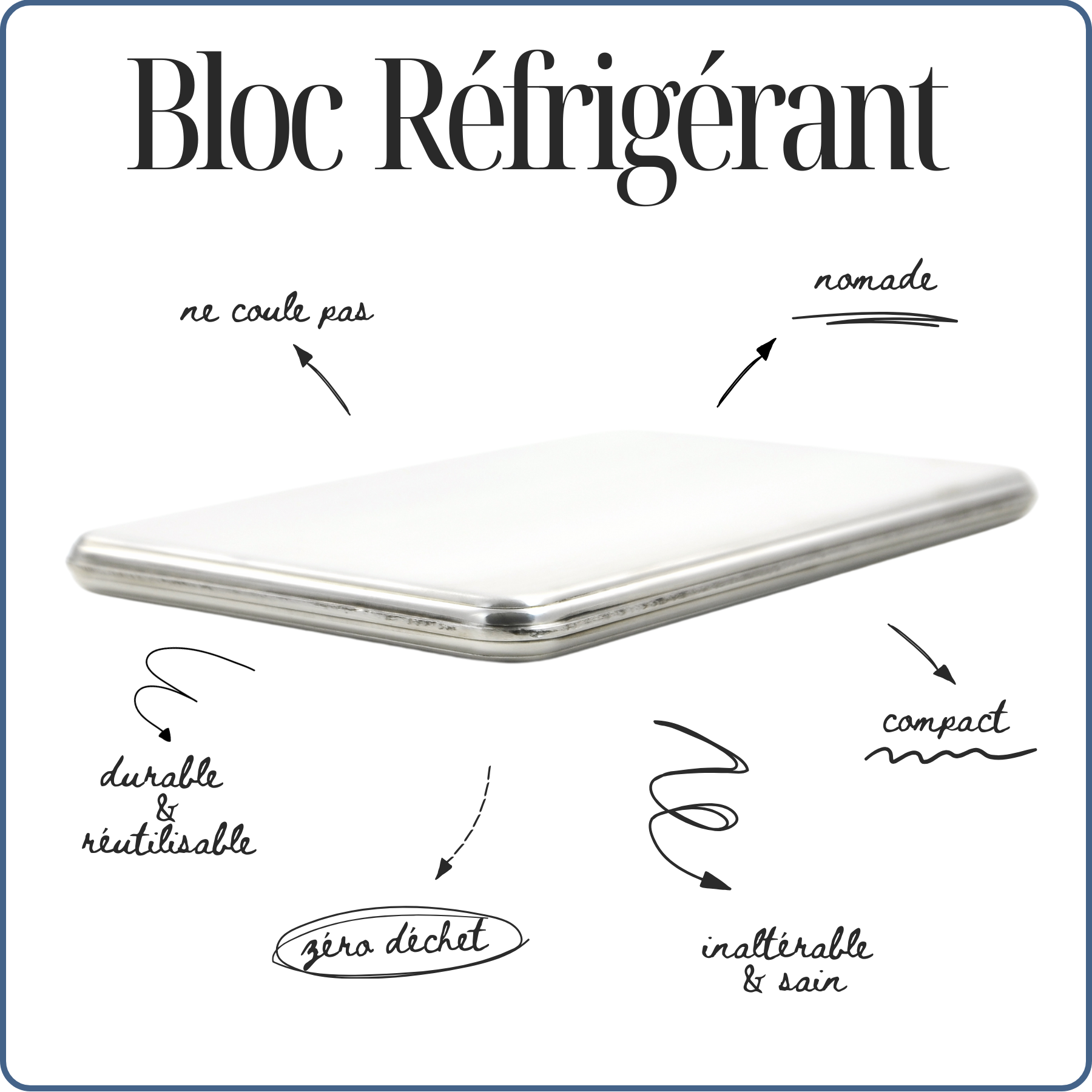 Bloc réfrigérant en inox – rafraichissant pour lunchbox durable.