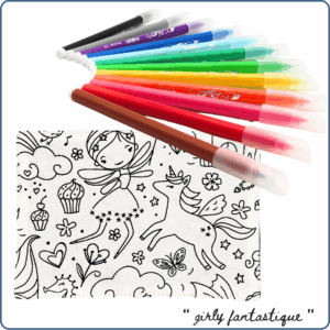 carte de coloriage enfant à collectionner, thème girly fantastique féérique licorne princesse sirène