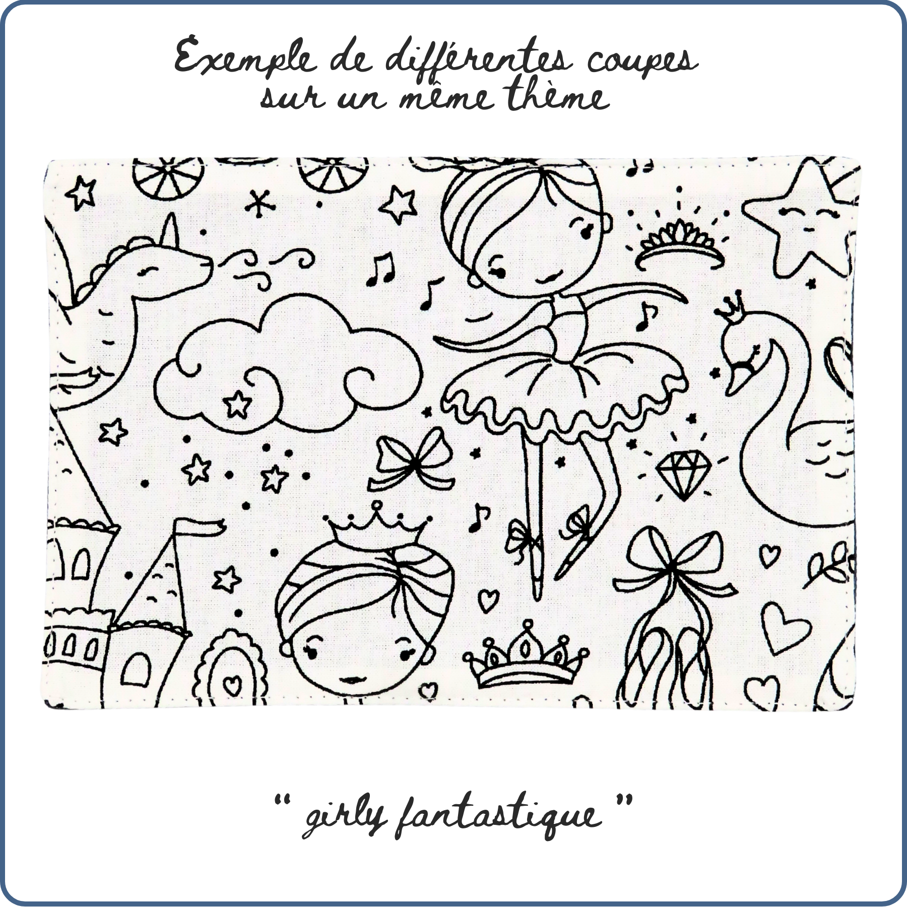 carte de coloriage enfant à collectionner, thème girly fantastique féérique licorne princesse sirène