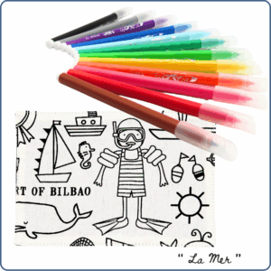 carte de coloriage enfant à collectionner, thème marin, plage, mer