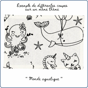 carte de coloriage enfant à collectionner, thème monde aquatique, baleine, raie, licorne