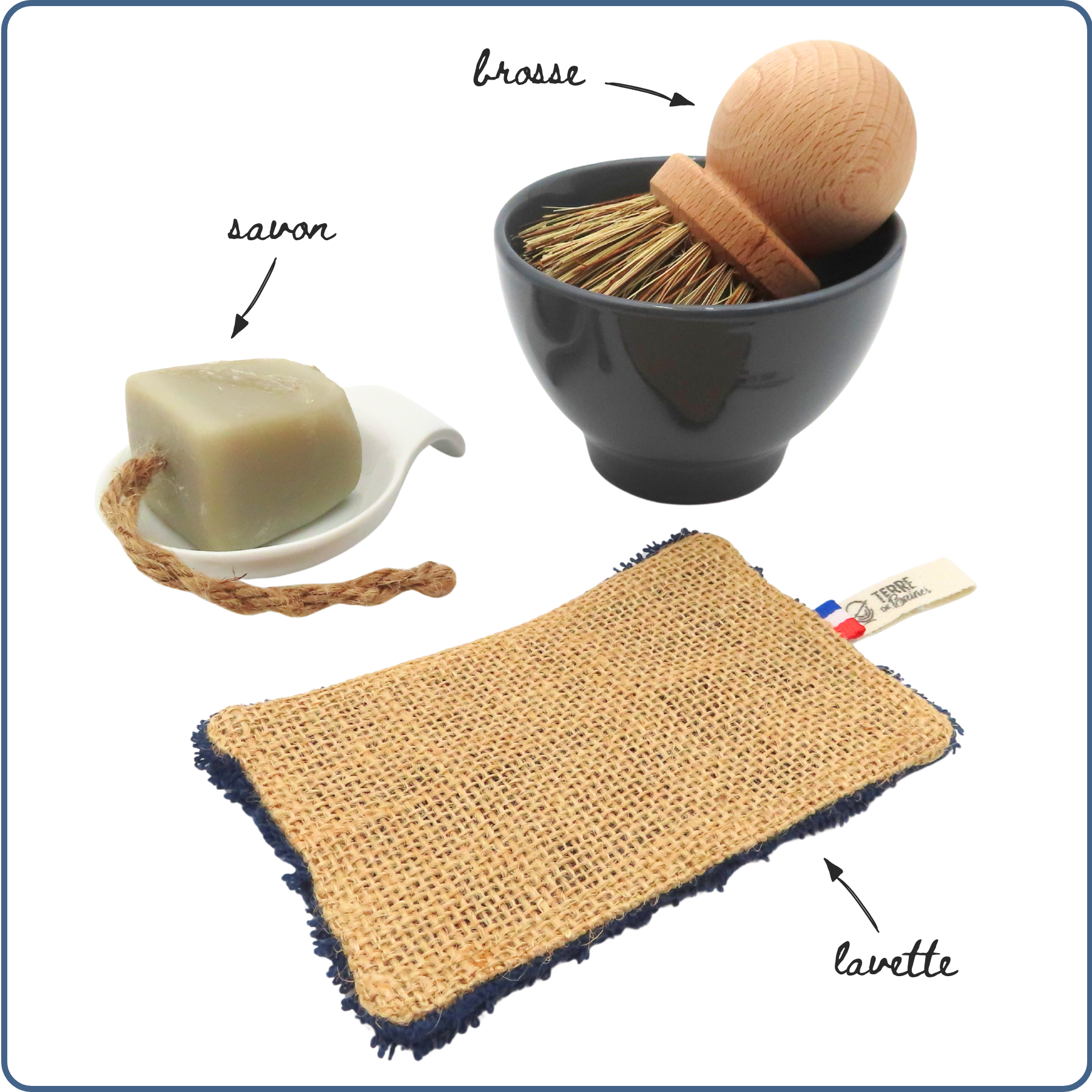 kit zéro déchet vaisselle, éponge, savon, brosse