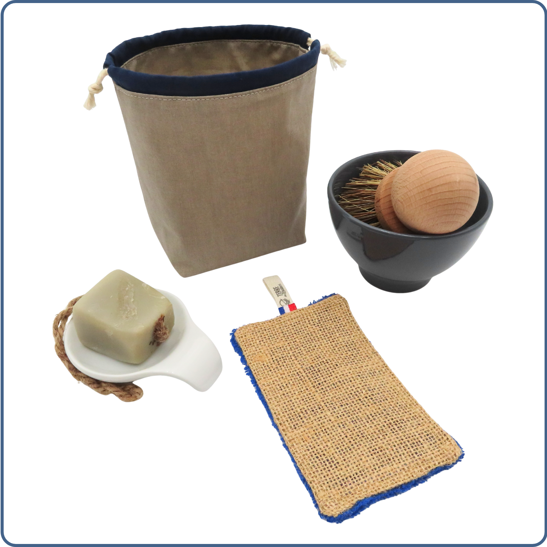 kit zéro déchet vaisselle, éponge, savon, brosse