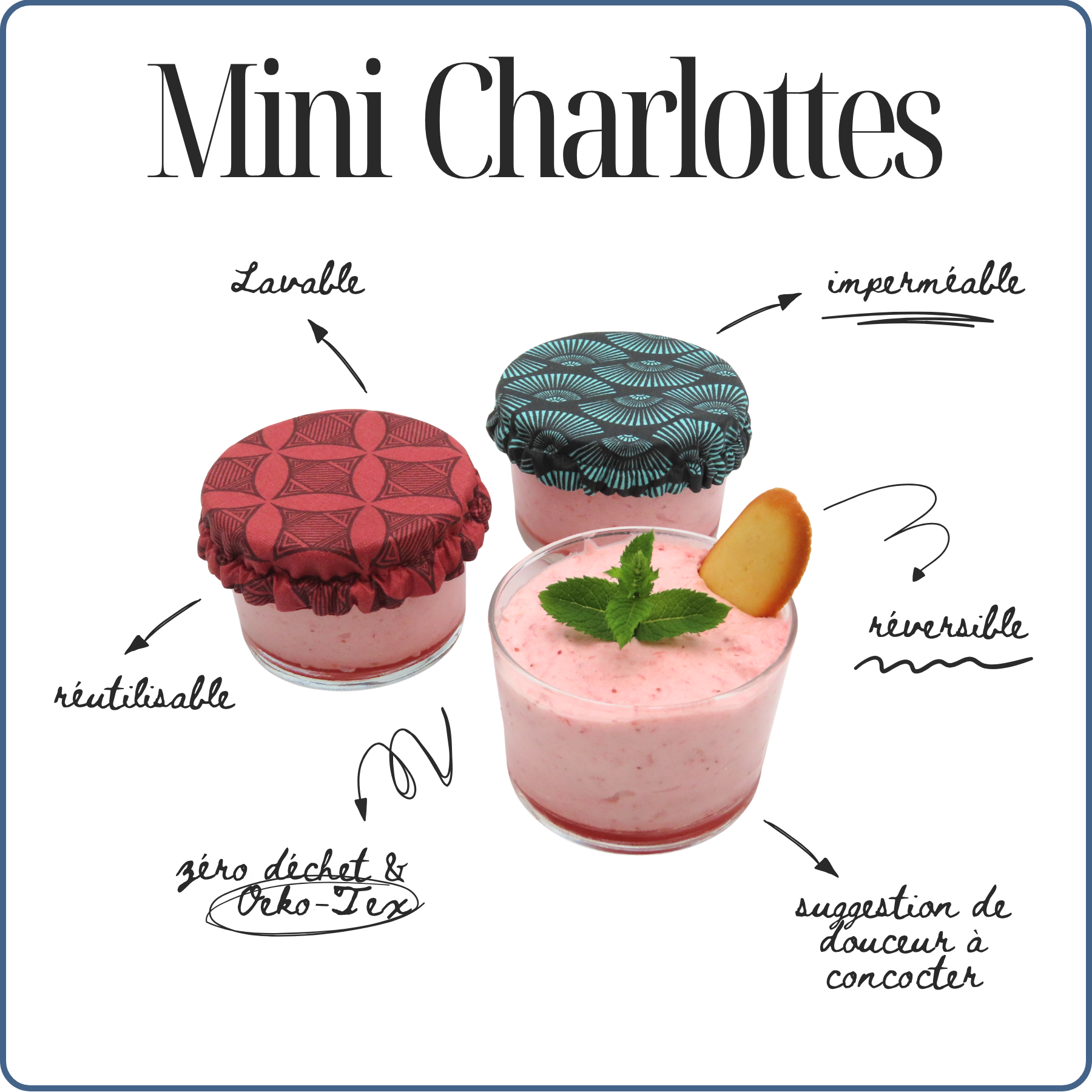 charlotte couvre-plats, imperméable, respirant, zéro déchet