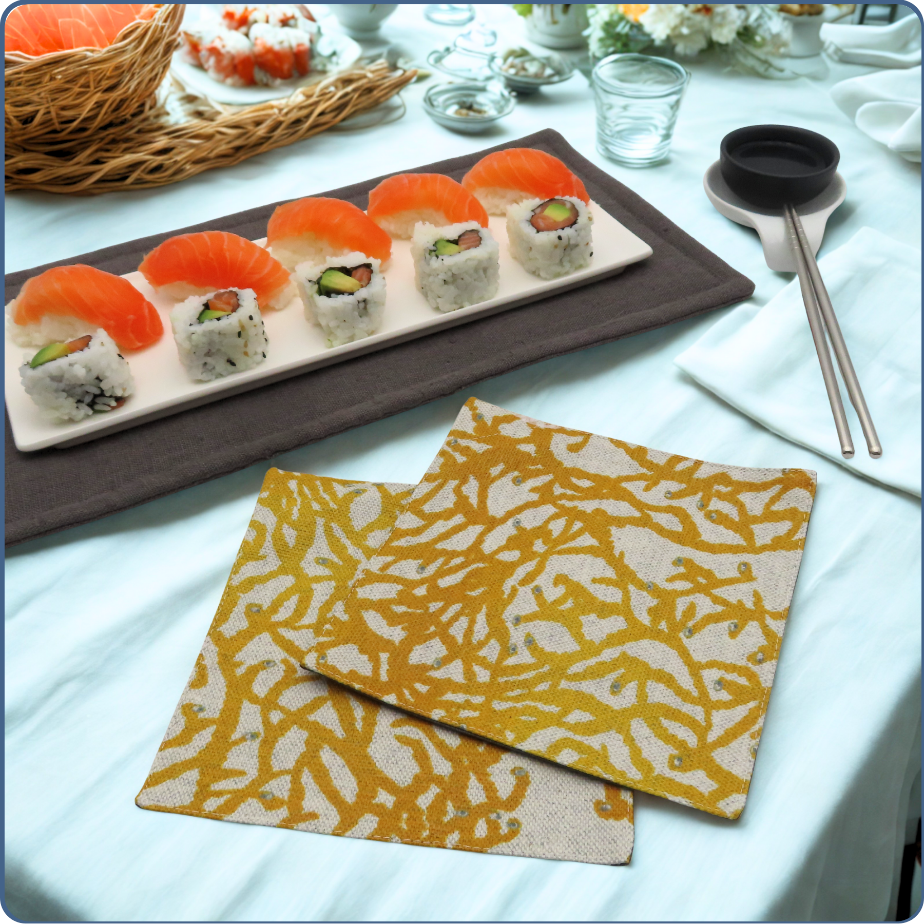 Petite serviette lavable en tissu imperméable, pour apéro, tea time, buffet de mariage