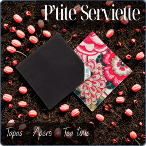 Petite serviette lavable en tissu, pour apéro, tea time, buffet de mariage, motifs fleurs, zéro déchet