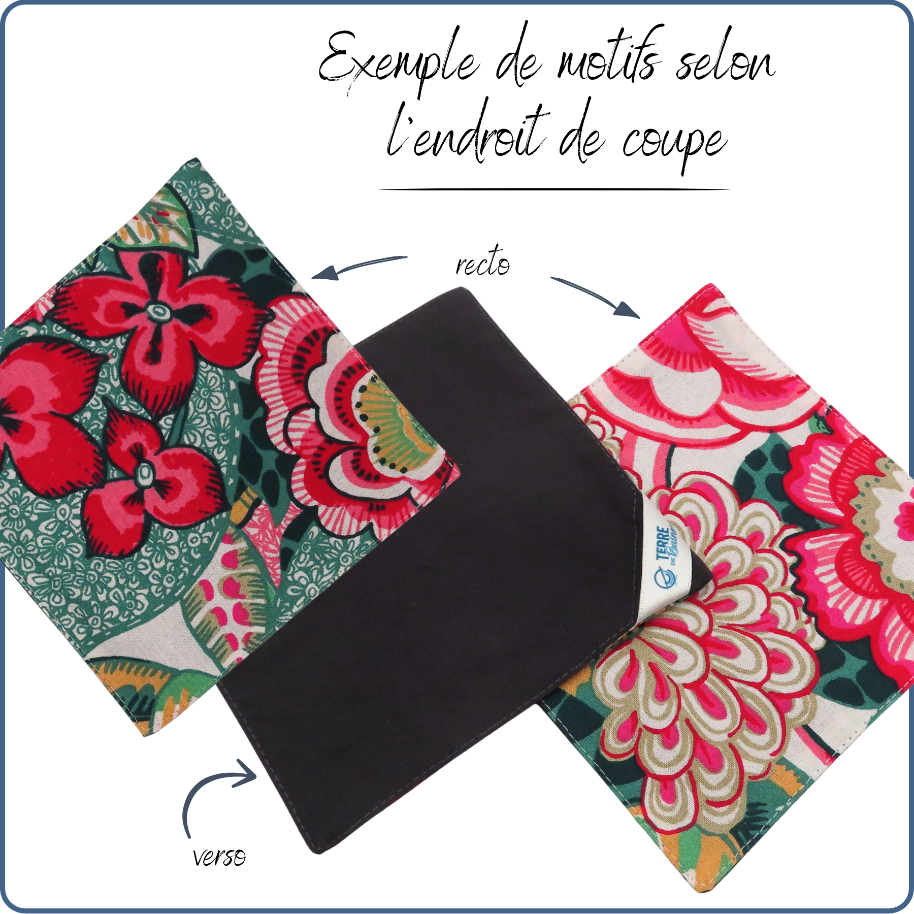 Petite serviette lavable en tissu, pour apéro, tea time, buffet de mariage, motifs fleurs, zéro déchet