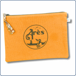 pochette A5 doublée, moutarde, design arésienne, Arès, bassin d'Arcachon