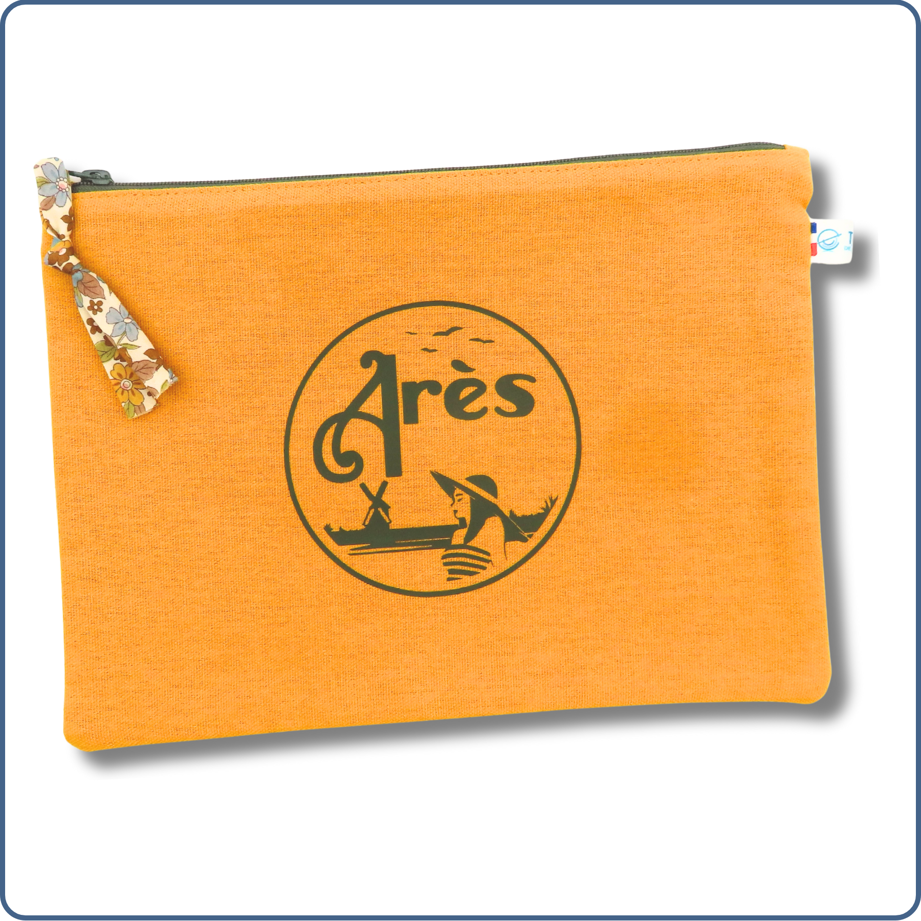 pochette A5 doublée, moutarde, design arésienne, Arès, bassin d'Arcachon