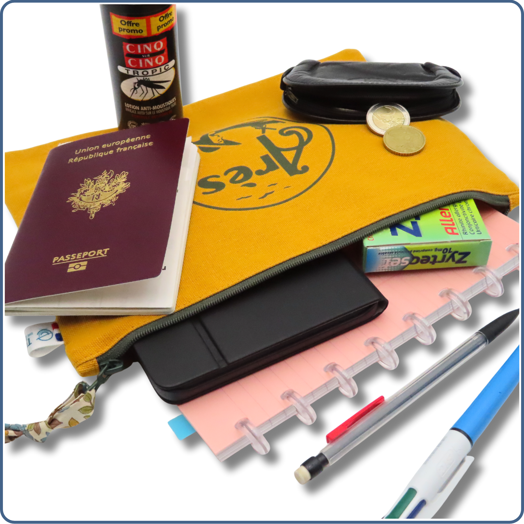 pochette A5 doublée, moutarde, design arésienne, Arès, bassin d'Arcachon