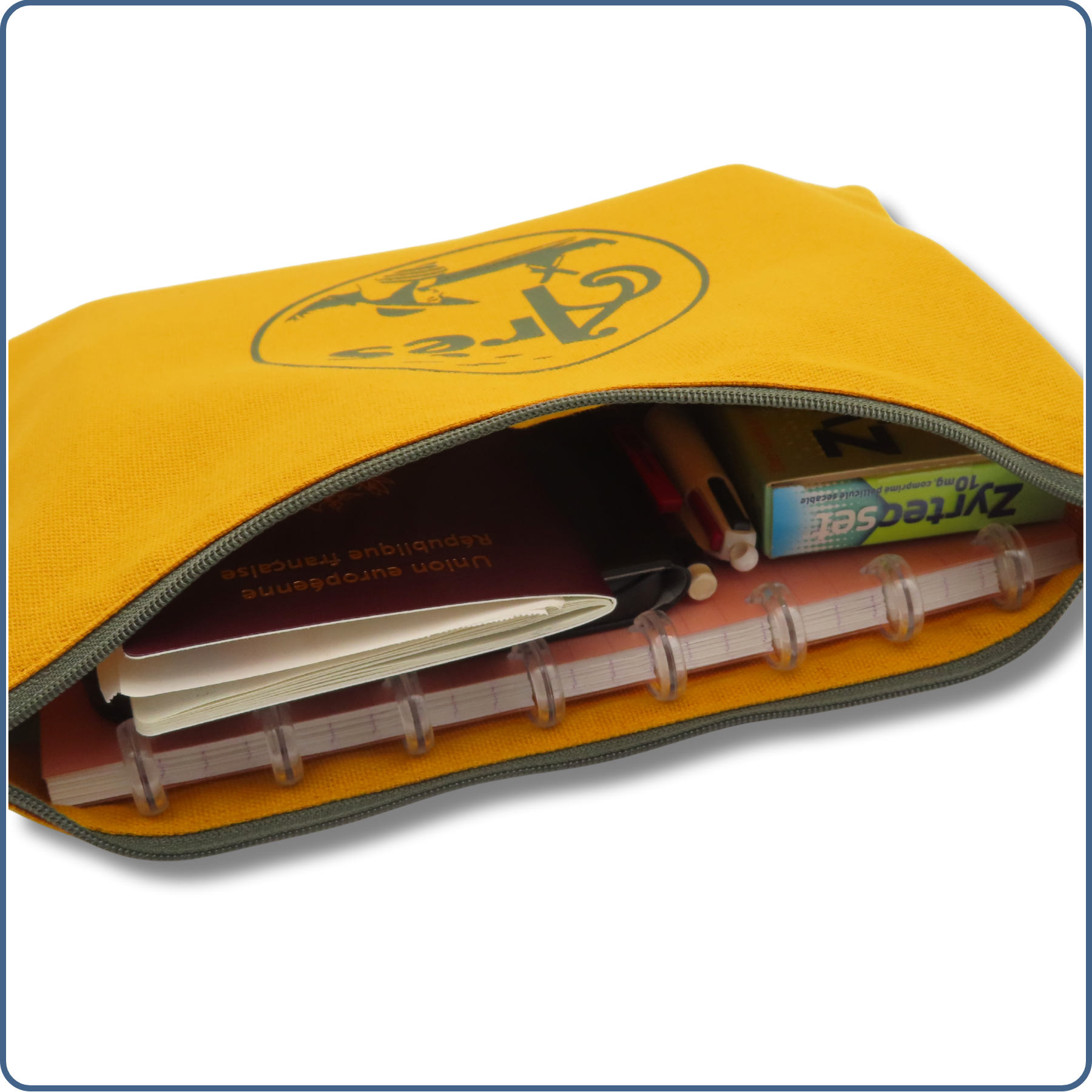 pochette A5 doublée, moutarde, design arésienne, Arès, bassin d'Arcachon