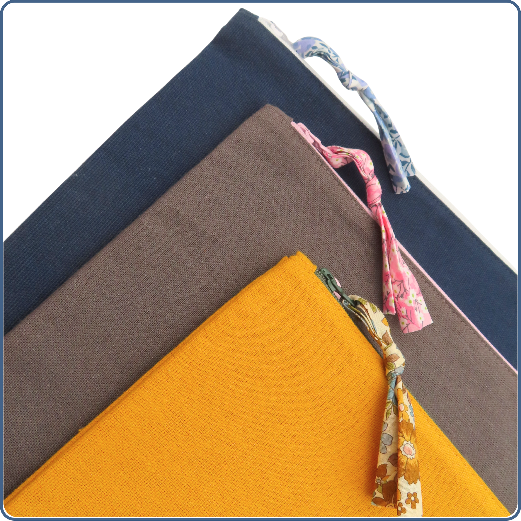 pochettes A5 doublées, 3 coloris, design bassin d'Arcachon, fait mains