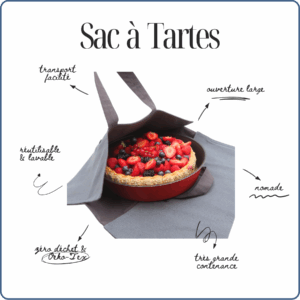 sac à tartes et cakes, lavable, tissu uni gris foncé, zéro déchet