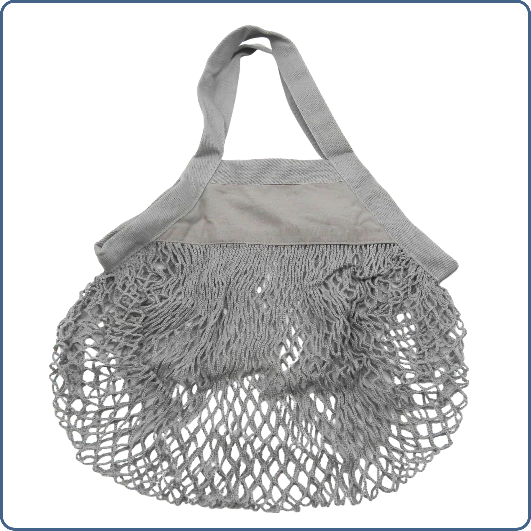 sac à provisions filet, zéro déchet, anses courtes, gris