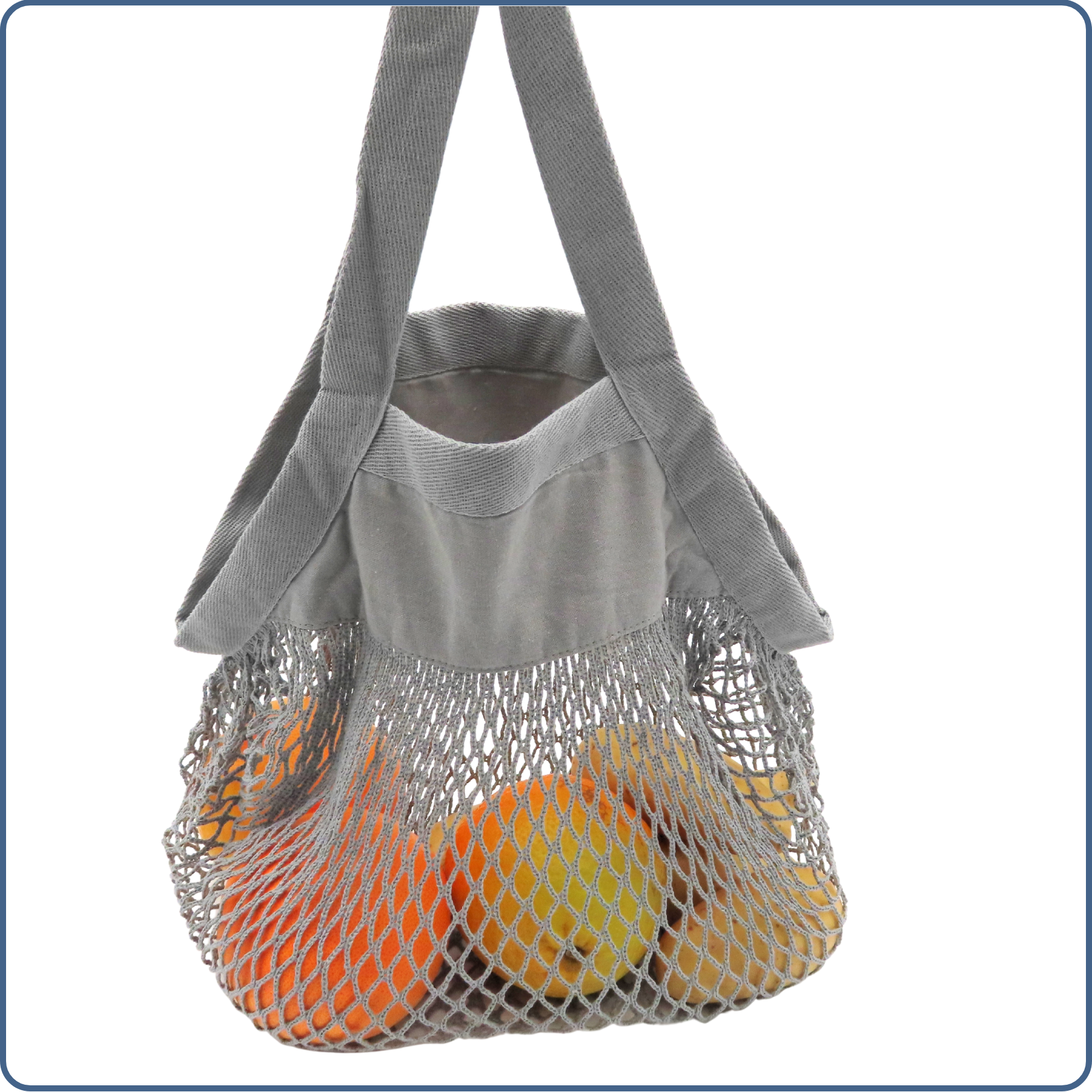 sac à provisions filet, zéro déchet, anses courtes, gris