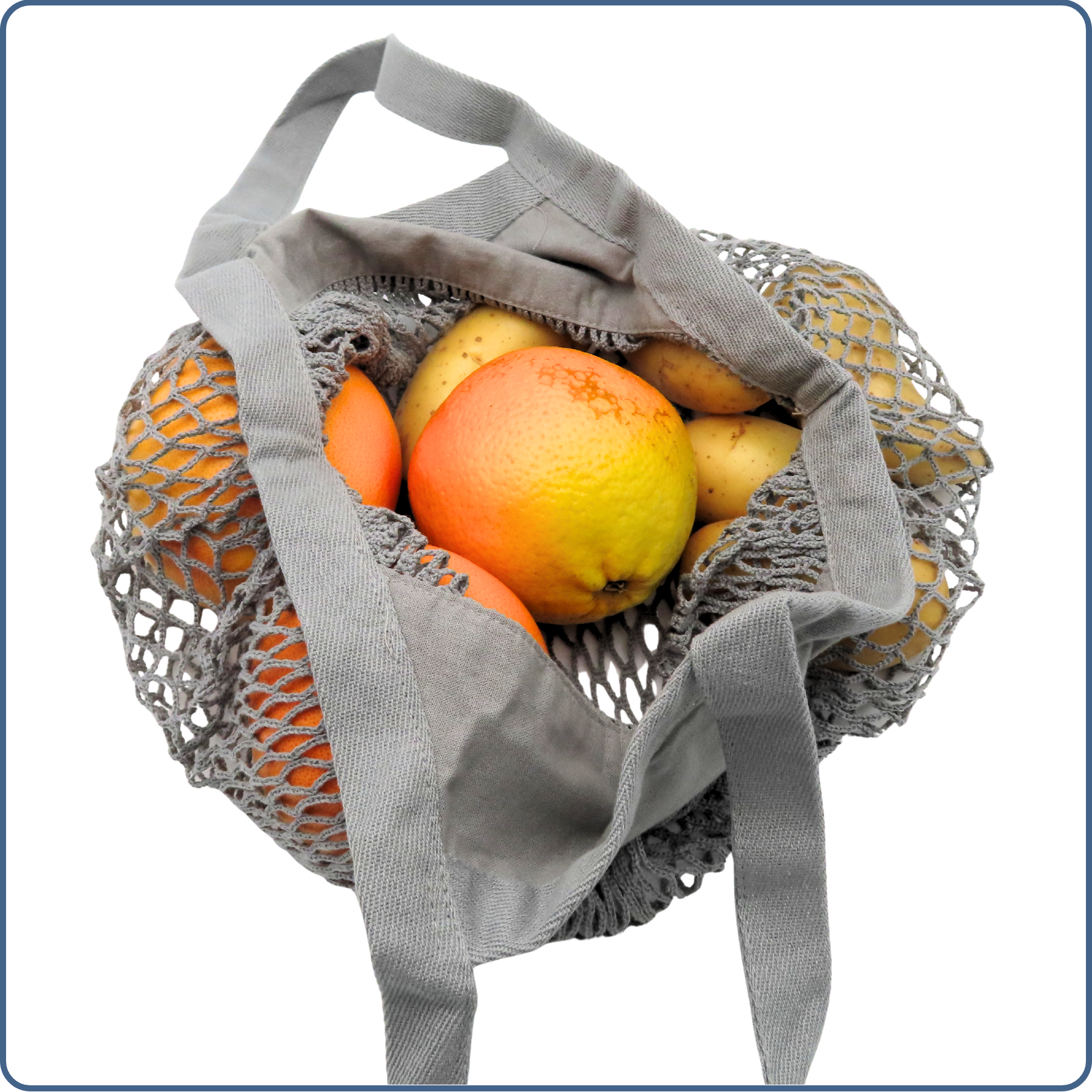 sac à provisions filet, zéro déchet, anses courtes, gris