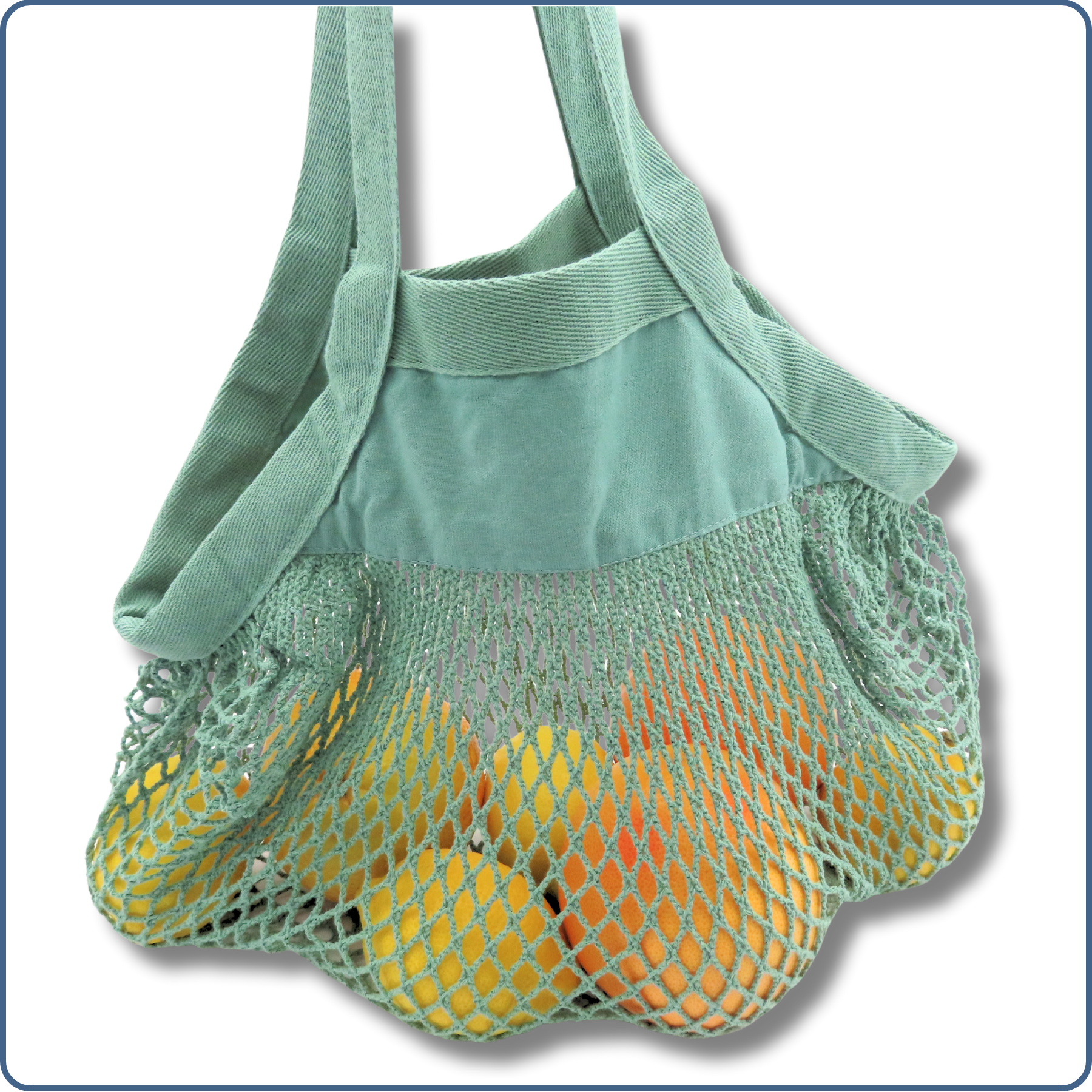 sac à provisions filet, zéro déchet, anses courtes, vert sauge