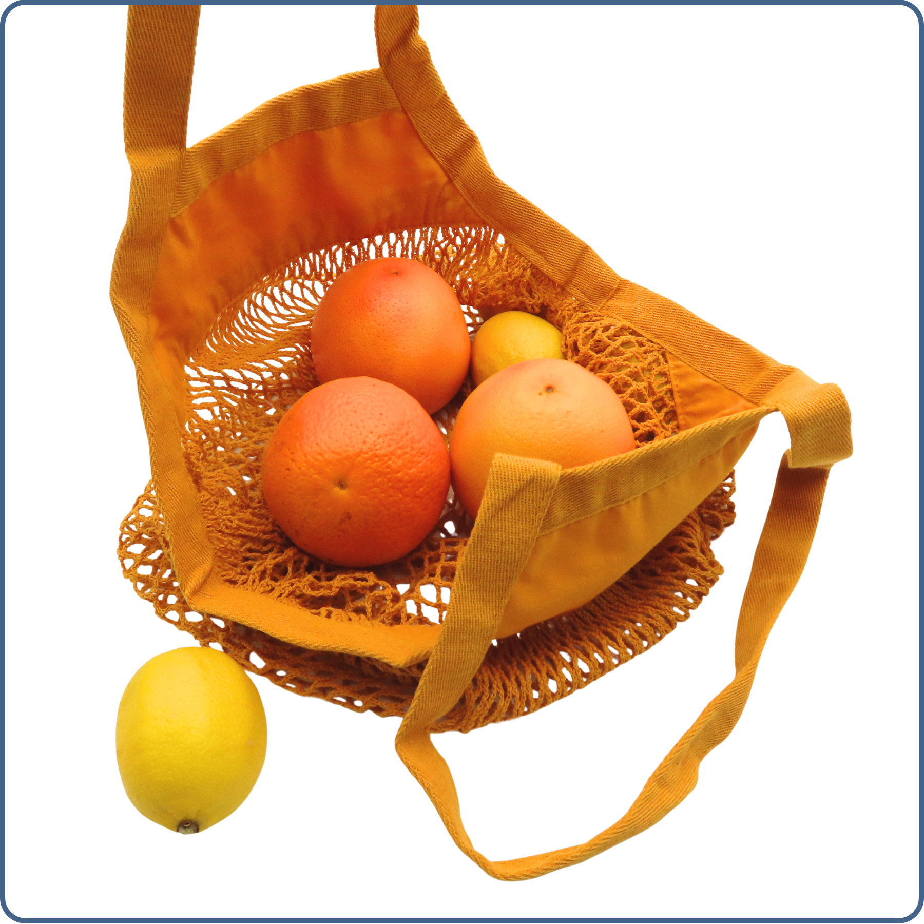 sac à provisions en maille filet, zéro déchet, jaune moutarde, fruits bio