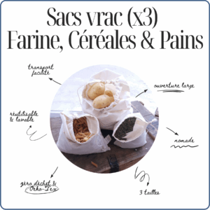 sac à vrac, tissé serré, céréales, farine, pain, naturel, zéro déchet