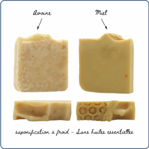 Savon solide, saponification à froid, sans huiles essentielles, écologique