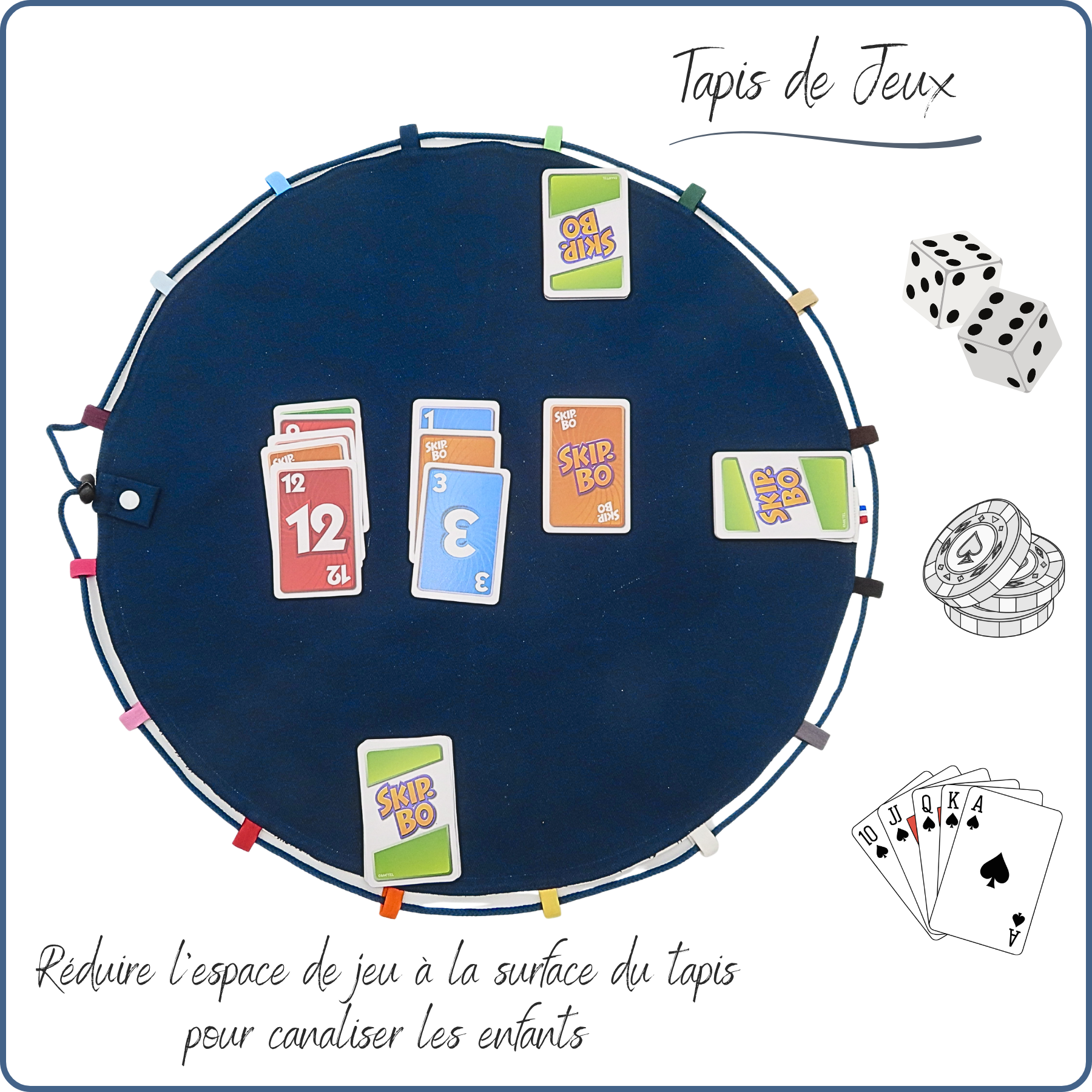 tapis de jeux baluchon fourre-tout pour enfant, tissu à colorier, thème monde aquatique, fabriqué en France par Terre de Baïnes