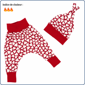 ensemble évolutif bébé, très chaud, motifs cœurs, économique, tissu sans produit chimique