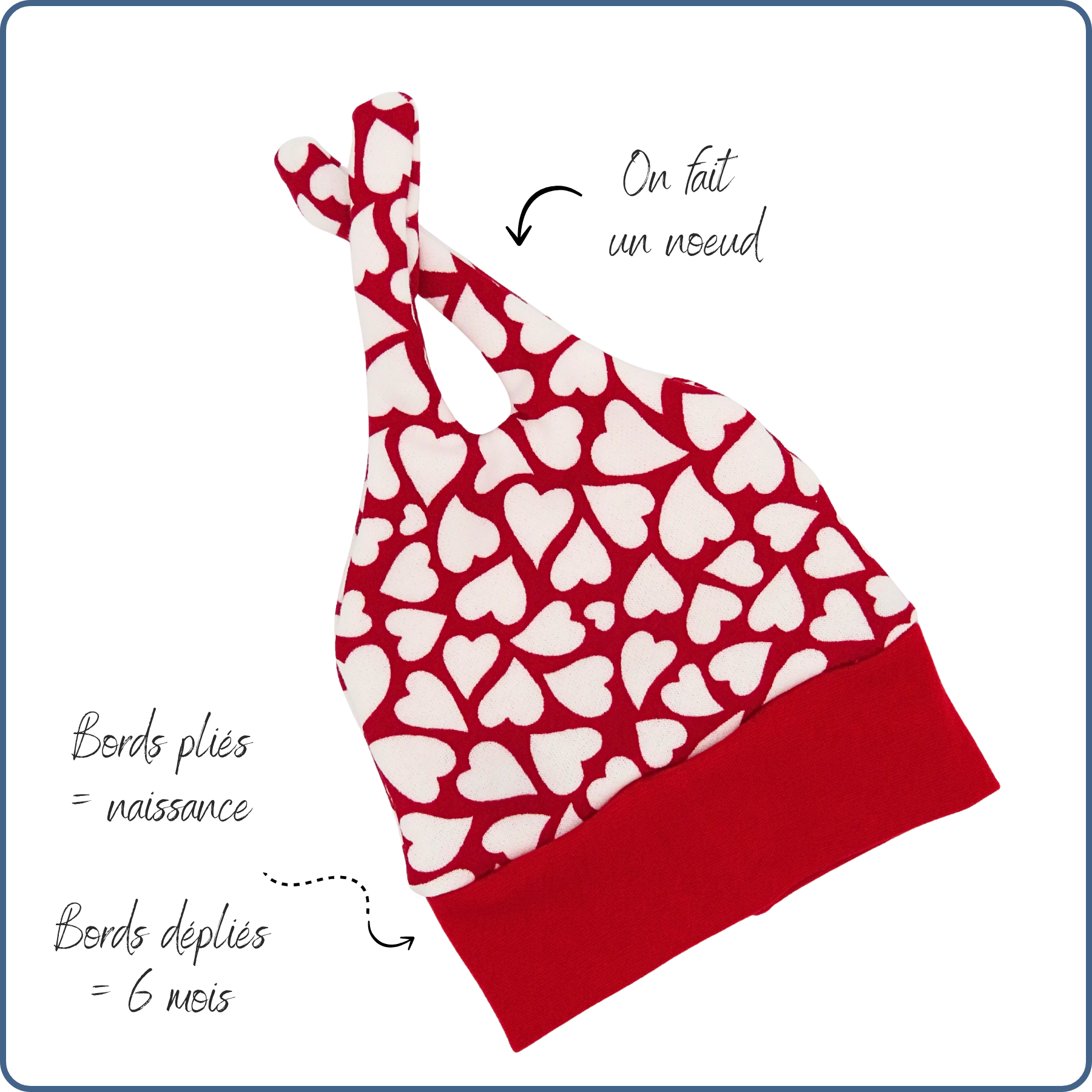 bonnet évolutif bébé, très chaud, motifs cœurs, économique, tissu sans produit chimique