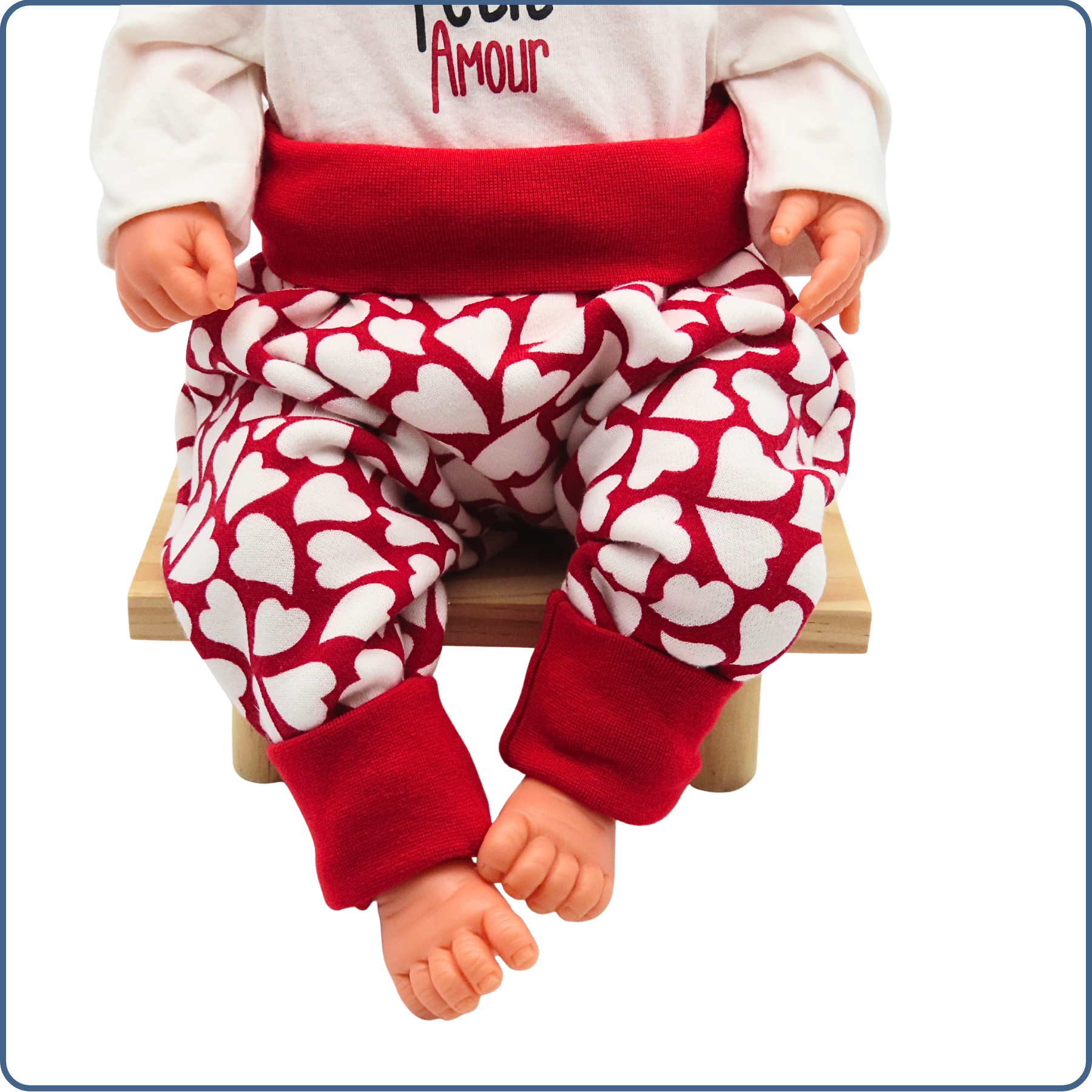 sarouel évolutif bébé, très chaud, motifs cœurs, économique, tissu sans produit chimique