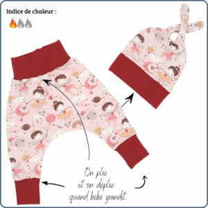 ensemble évolutif bébé, tissu léger, motifs fées danseuses, économique, sans produit chimique