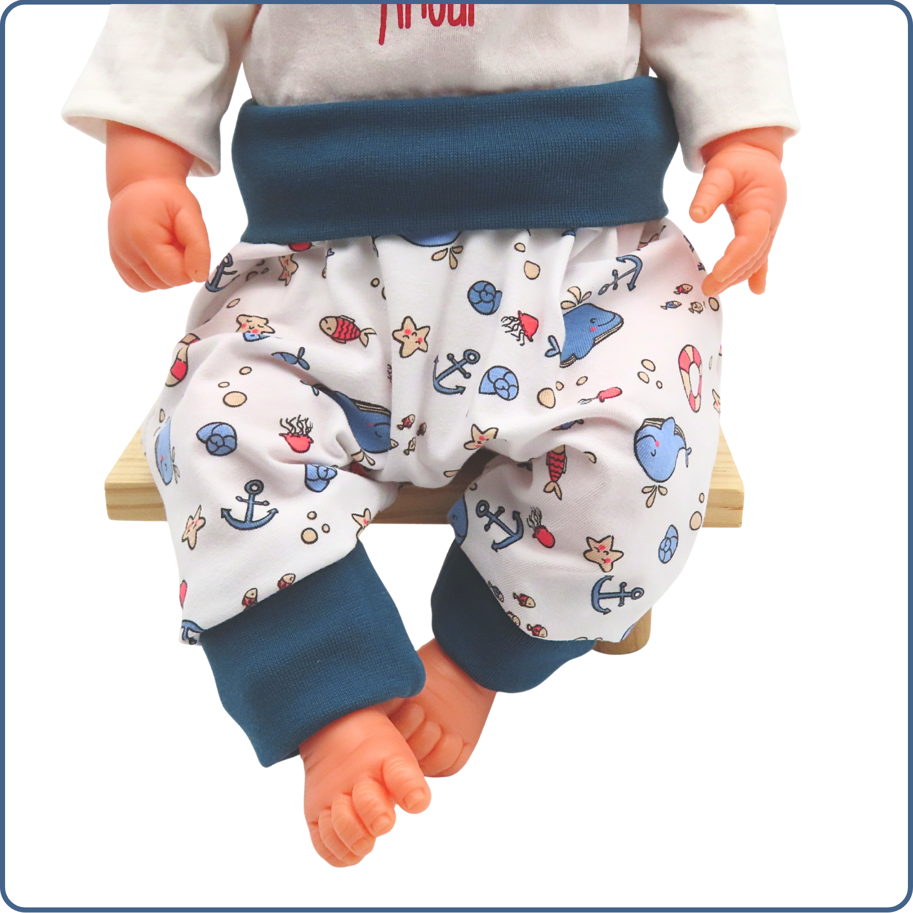 sarouel évolutif bébé, tissu léger, motifs mer plage, économique, sans produit chimique