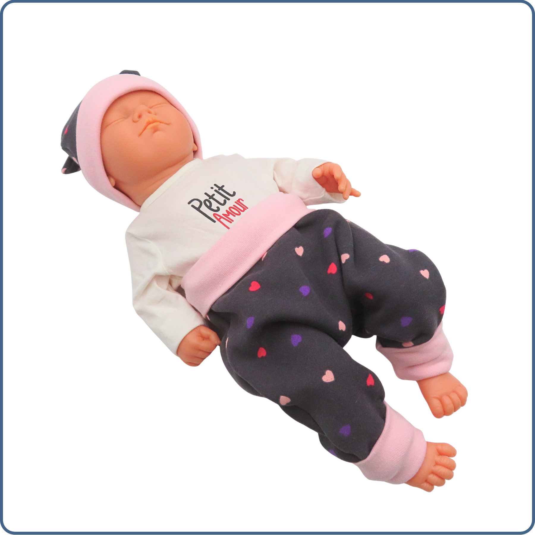 ensemble évolutif bébé, très chaud, motifs mini cœurs, économique, tissu sans produit chimique