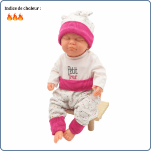 ensemble sarouel + bonnet évolutif bébé, très chaud, motifs oursons, économique, tissu sans produit chimique