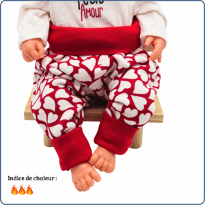 sarouel évolutif bébé, très chaud, motifs cœurs, économique, tissu sans produit chimique