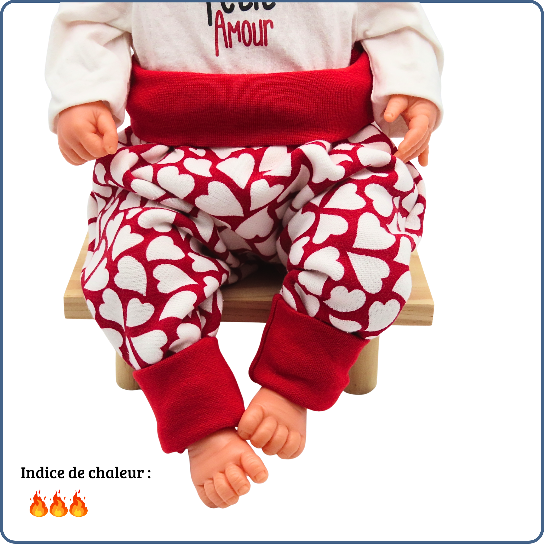 sarouel évolutif bébé, très chaud, motifs cœurs, économique, tissu sans produit chimique