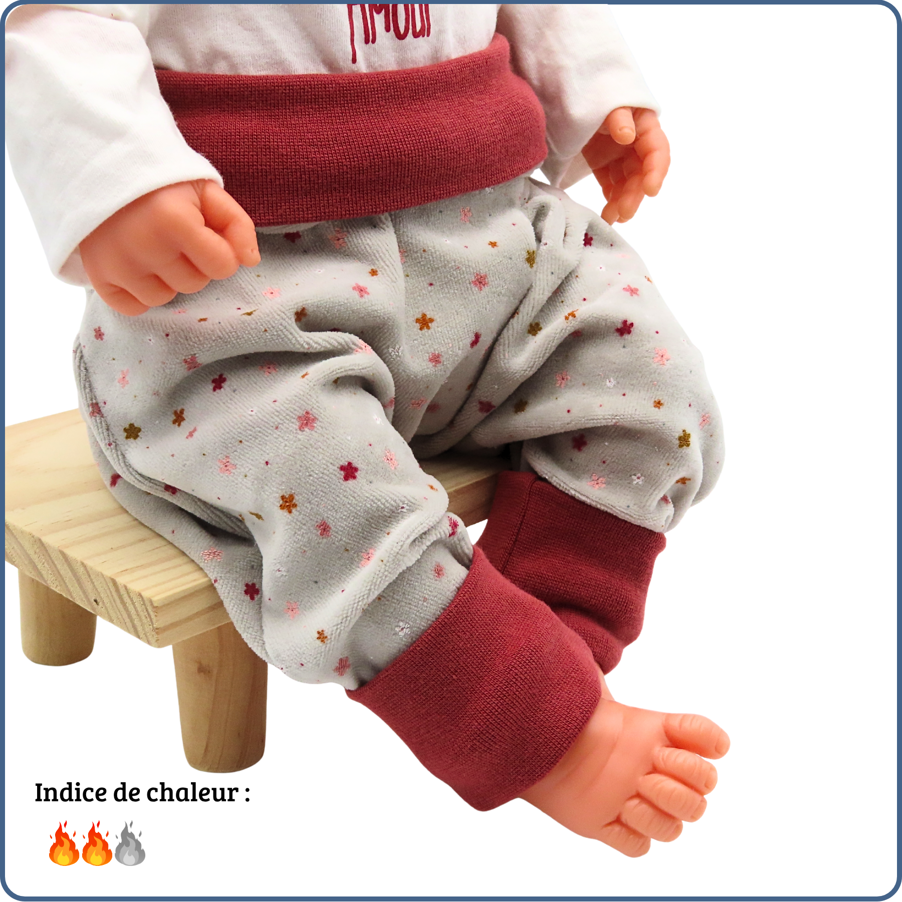 sarouel évolutif bébé, velours, motifs étoiles, économique, tissu sans produit chimique