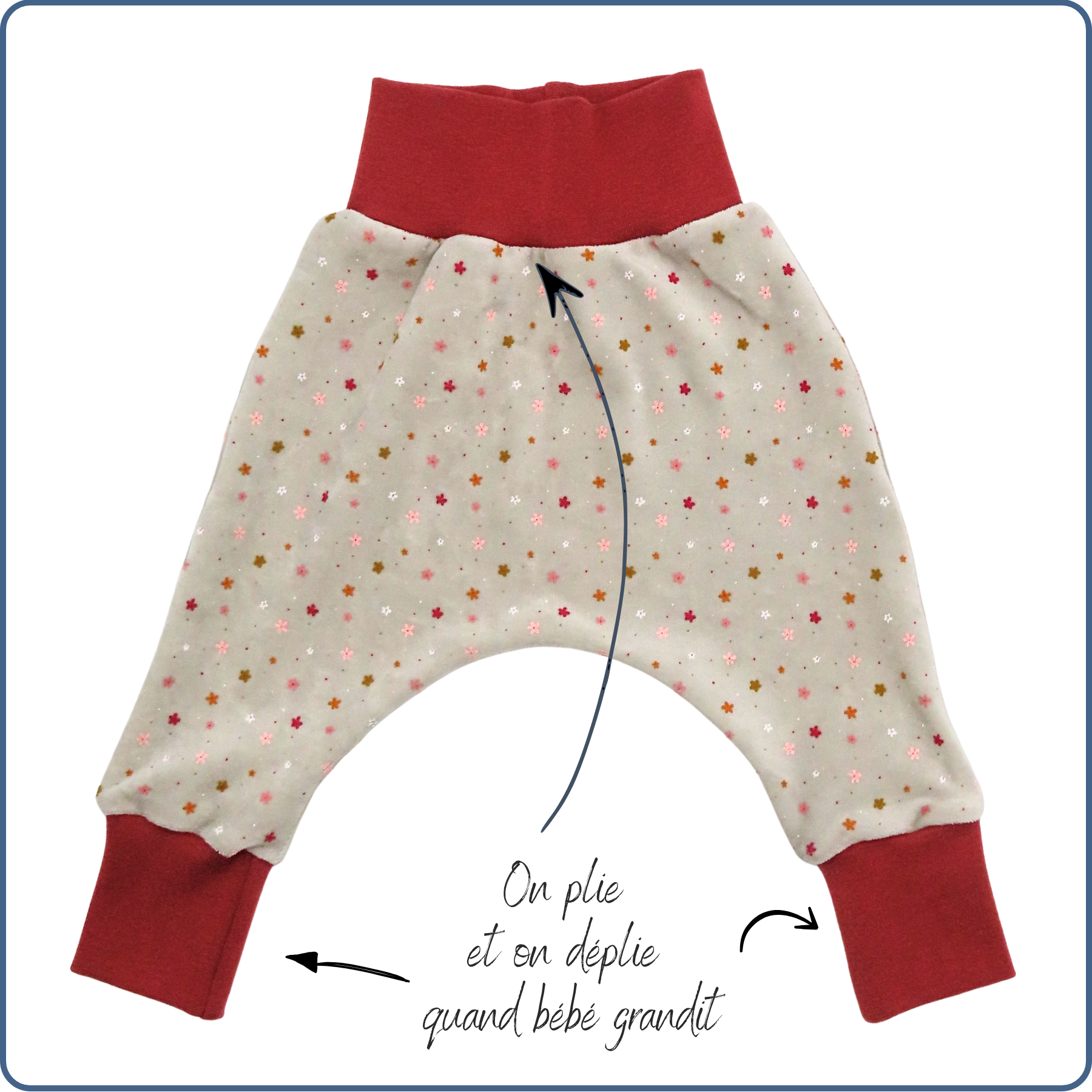 sarouel évolutif bébé, velours, motifs étoiles, économique, tissu sans produit chimique