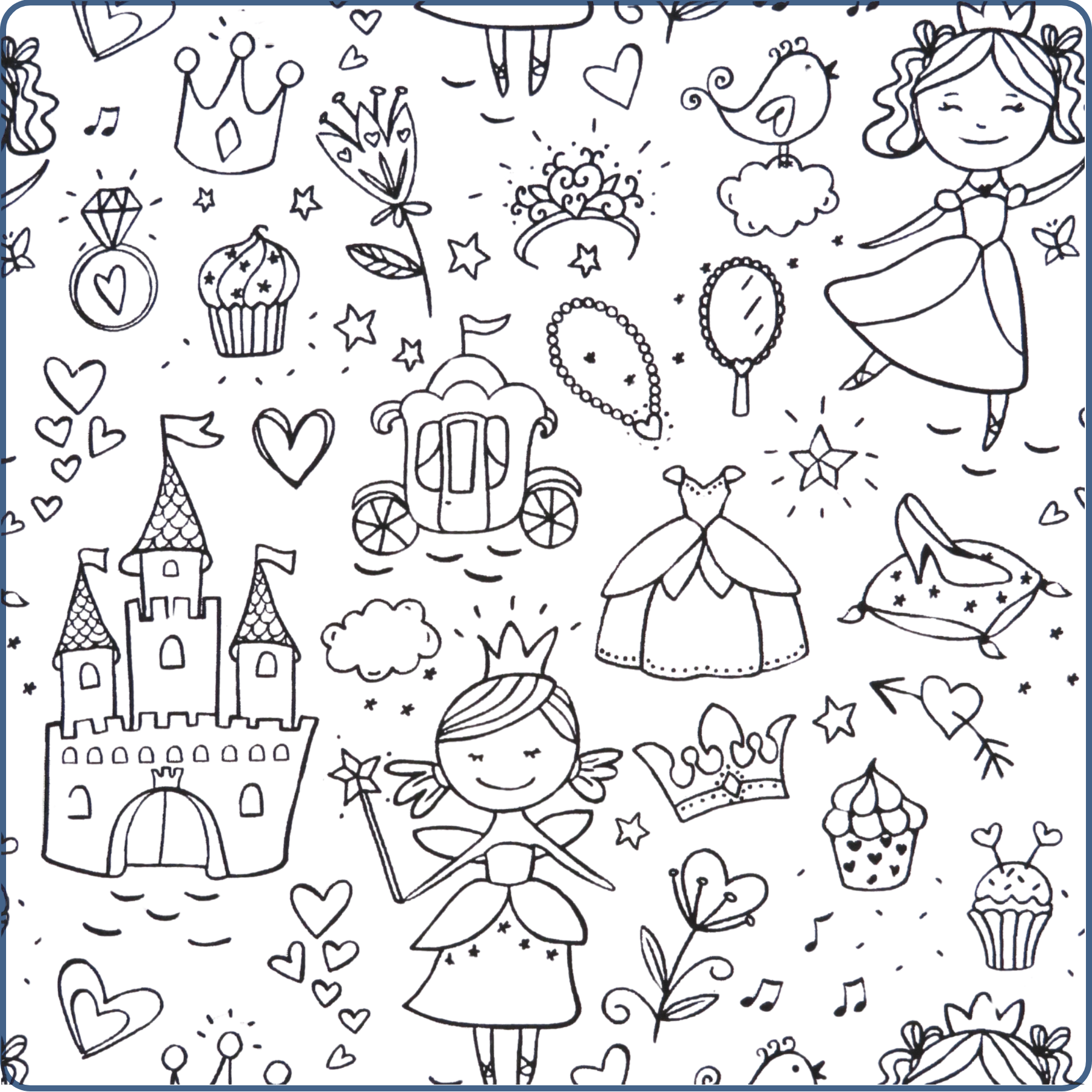 Set de table à colorier lavable pour enfant, motifs princesses, coton Oeko-Tex, fabrication main – Terre de Baïnes