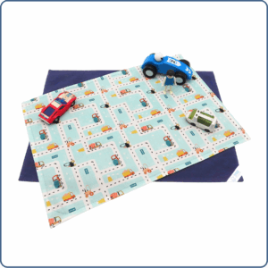 Set de table lavable pour enfant, motifs circuits de voitures, en coton Oeko-Tex, fabrication main – Terre de Baïnes