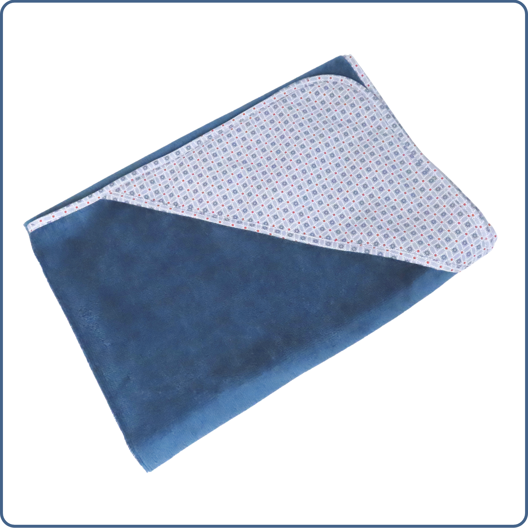 Cape de bain bébé, éponge bambou bio très douce, couleur bleu moyen, taille 0-4 ans, cousue main par Terre de Baïnes.