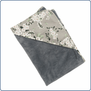Cape de bain bébé cousue main par Terre de Baïnes, très douce en éponge bambou Oeko-Tex, taille 0-4 ans, motifs fleurs coloris gris